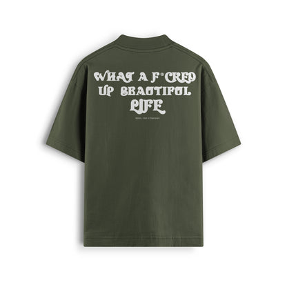 Oversized T-Shirt - F*CKED Army Green | 25% OFF