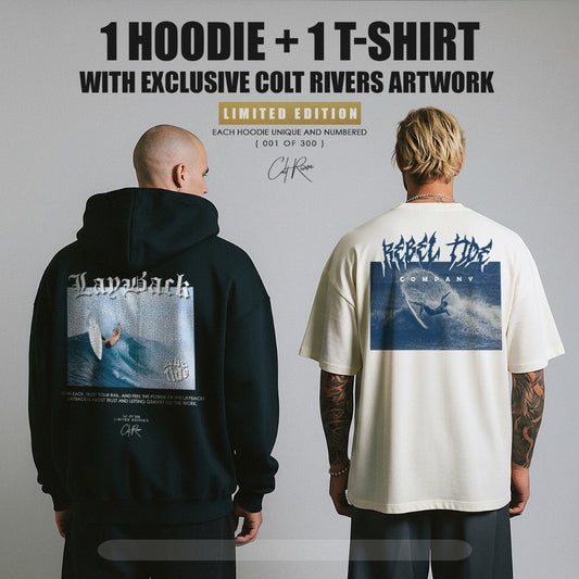 Hoodie Premium LayBack + T-Shirt FRAME White [ 35%OFF ]