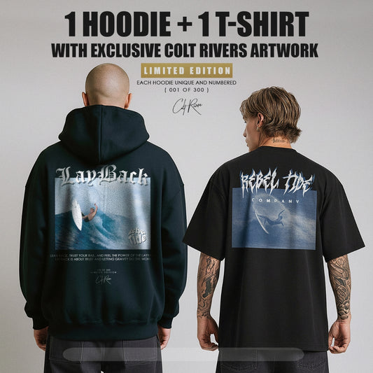 Hoodie Premium LayBack + T-Shirt FRAME Black [ 35%OFF ]