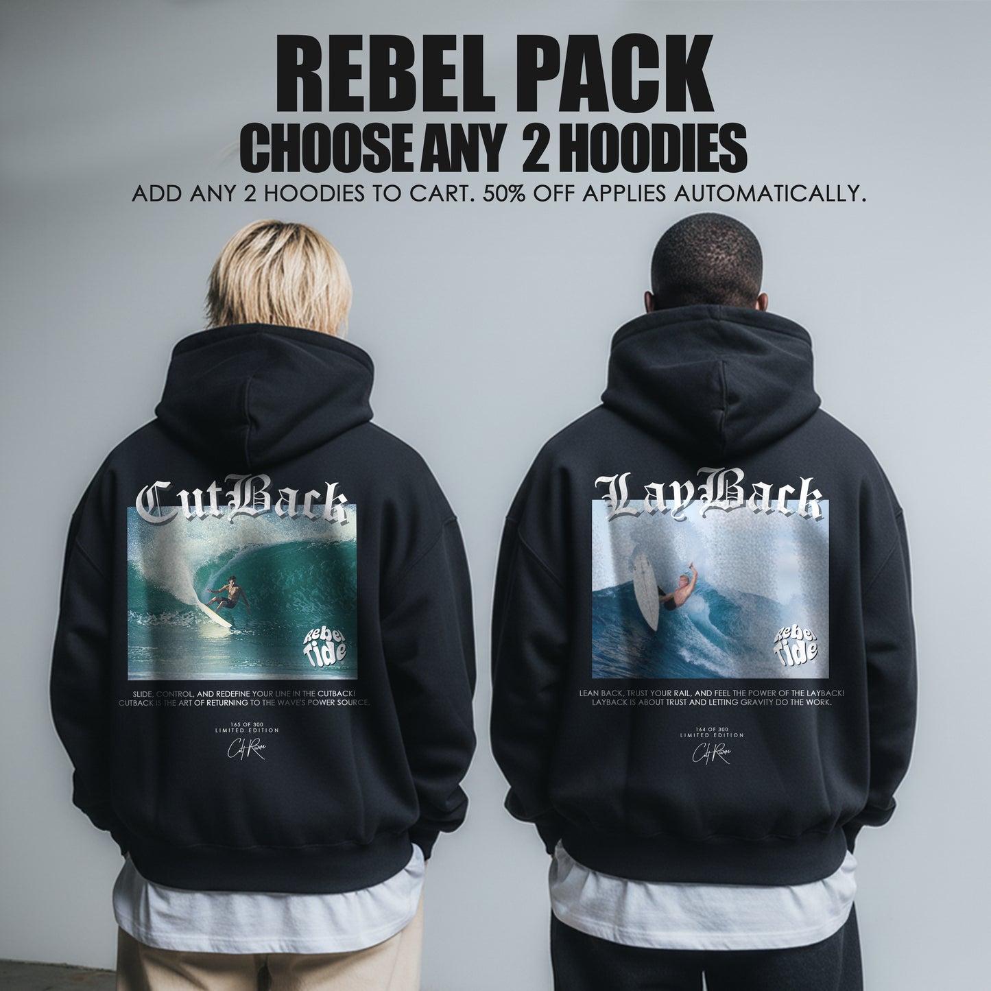 REBEL PACK - CHOOSE ANY 2 HOODIES
