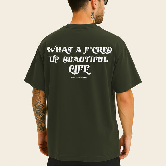 Oversized T-Shirt - F*CKED Army Green | 25% OFF
